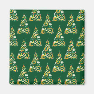 Aimant motif Abstrait de Noël vert et or