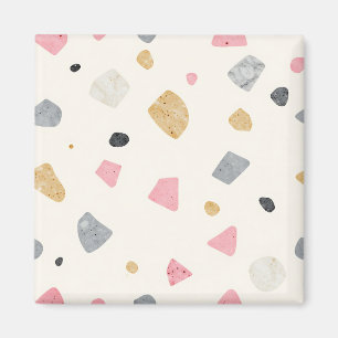 Aimant Motif abstrait en terrazzo rose gris or