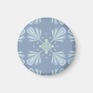 Aimant Motif Abstrait Floral Bleu