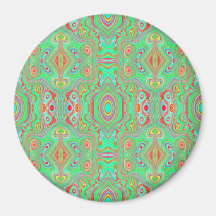 Aimant Motif Abstrait Orange Rétro et Vert Citron