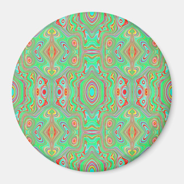 Aimant Motif Abstrait Orange Rétro et Vert Citron (Devant)