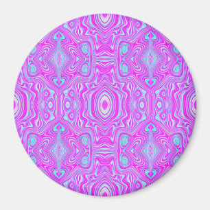 Aimant Motif Abstrait Rose Chaude et Bleu Aqua Psychédéli