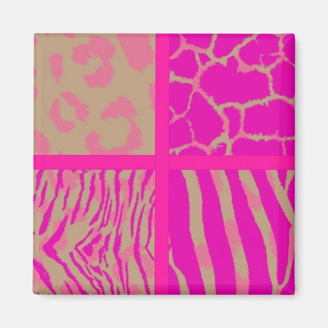 Aimant Motif animalier sauvage rose (Devant)