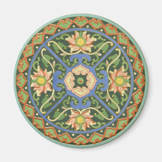 Aimant Motif antique cloisonné chinois : Vert Jade (Devant)