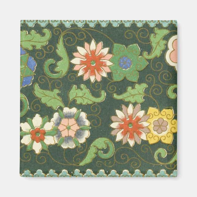 Aimant Motif antique cloisonné chinois : Vert Jade (Devant)
