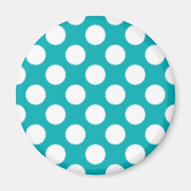 Aimant Motif Aqua Turquoise et pois blancs (Devant)