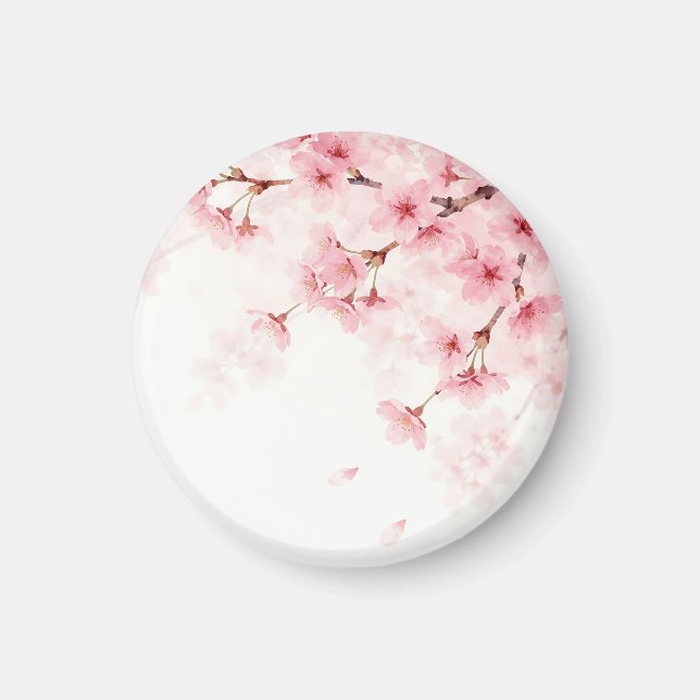 Aimant Motif aquarelle de fleurs de cerisier Sakura rose (Devant)