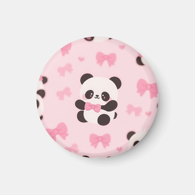 Aimant Motif Arc-en-ciel Kawaii Panda Rose (Devant)