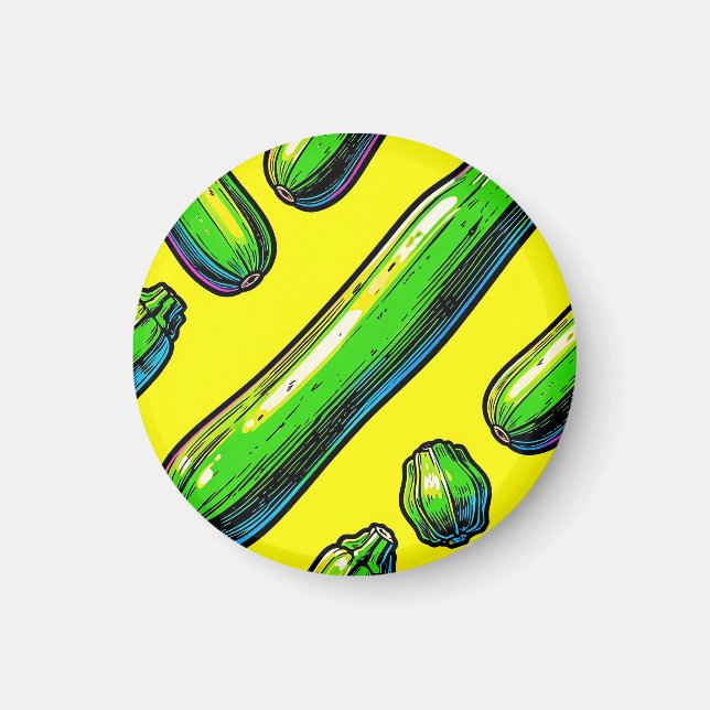 Aimant Motif Art Pop Néon de Courgettes (Devant)