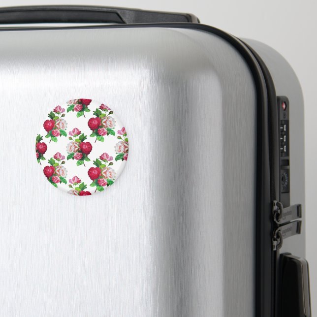 Aimant Motif aux roses rouges, blanches et roses, (In Situ (Bagages))
