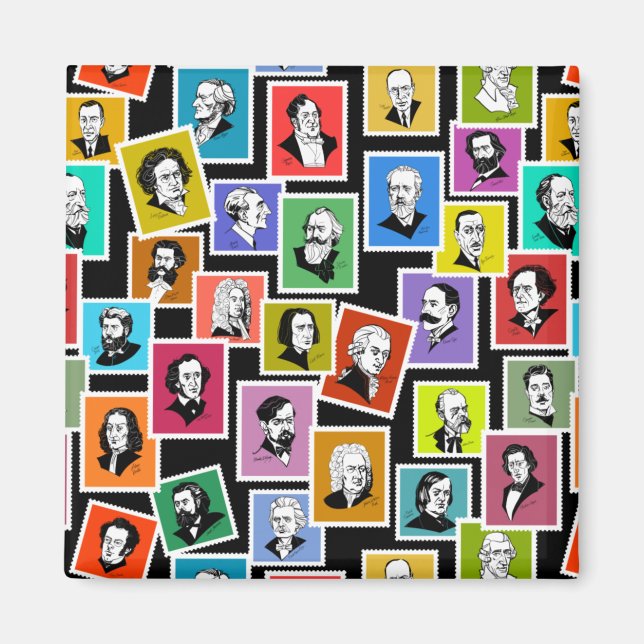 Aimant Motif avec portraits des plus grands compositeurs (Devant)