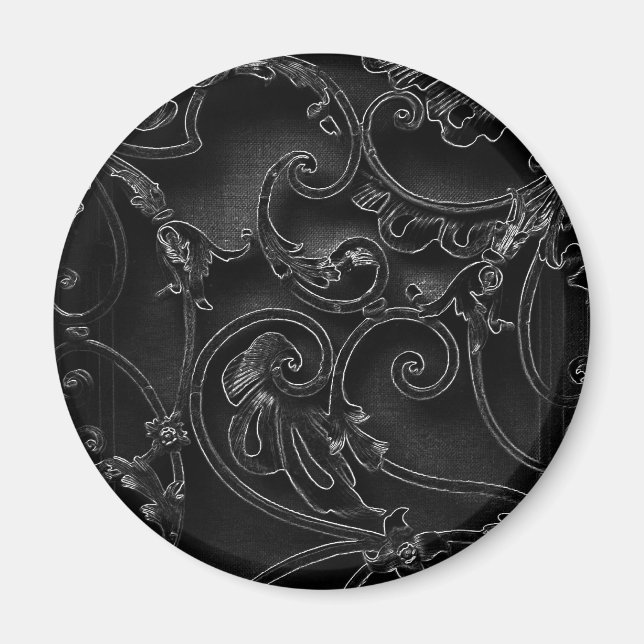 Aimant Motif baroque gothique noir (Devant)