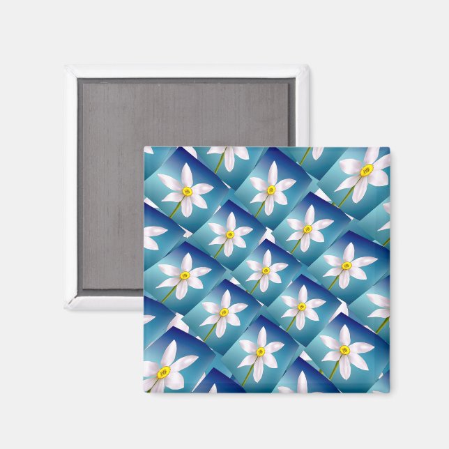 Aimant Motif blanc Narcissus (Recto/Verso)
