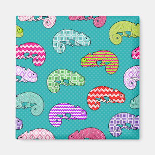 Aimant Motif bleu de caméléon d'arc-en-ciel
