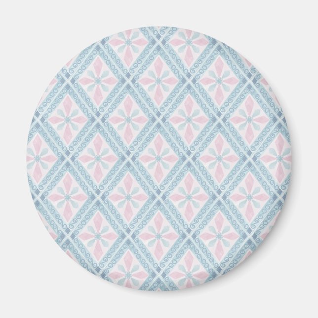 Aimant motif bleu en forme de diamant (Devant)