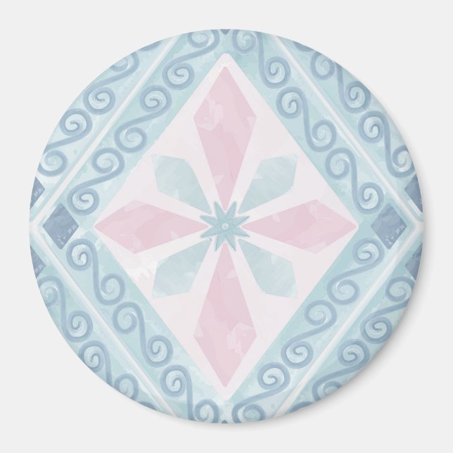 Aimant motif bleu en forme de diamant (Devant)