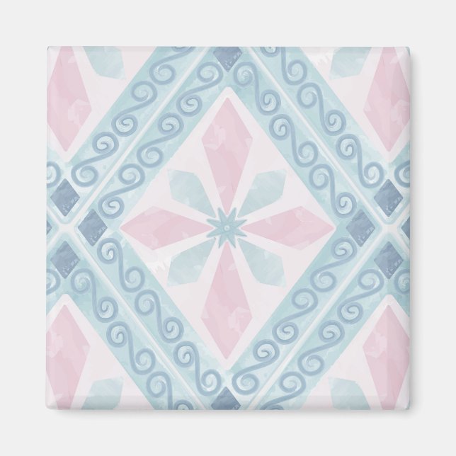 Aimant motif bleu en forme de diamant (Devant)