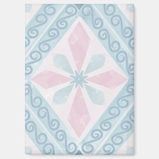 Aimant motif bleu en forme de diamant (Recto)