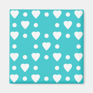 Aimant Motif bleu et blanc de coeur