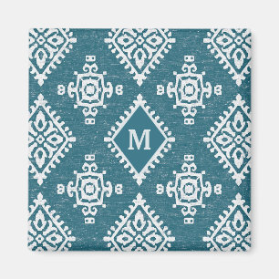 Aimant Motif bleu turquoise du monogramme   Amadora