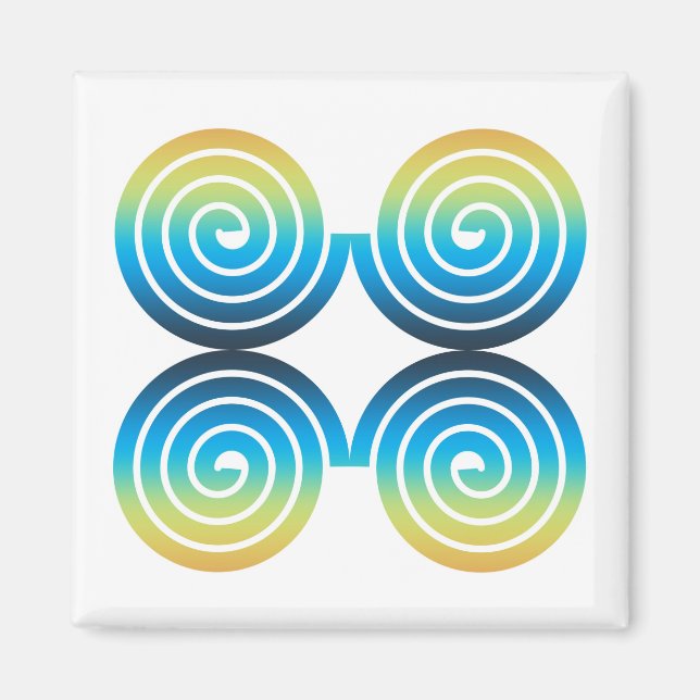 AIMANT MOTIF BLEU VERT EN SPIRALES (Devant)