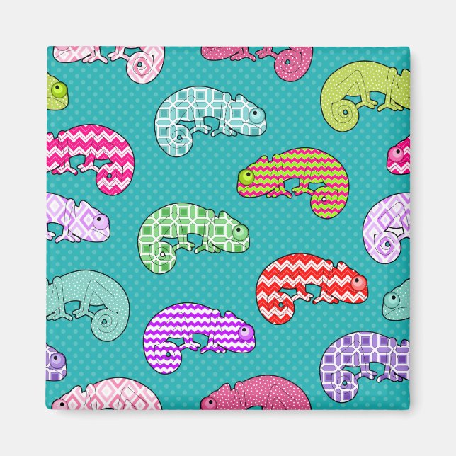 Aimant Motif Blue Rainbow Chameleon (Devant)