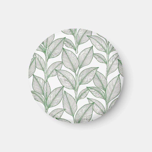 Aimant Motif botanique de feuille de laurier vert (Devant)