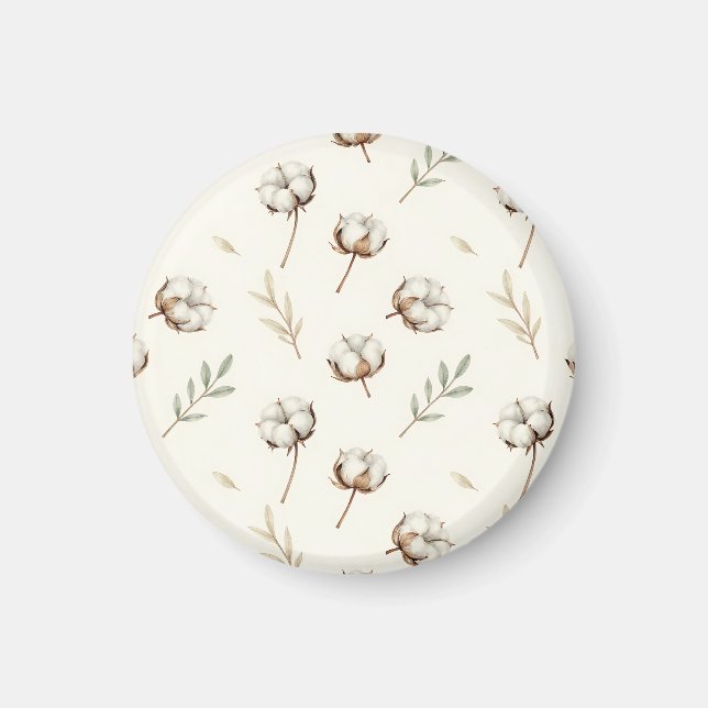Aimant Motif Botanique Fleur de Coton en Douceur (Devant)