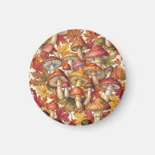 Aimant Motif botanique vintage de forêt de champignons d'