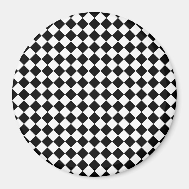 Aimant Motif Chevron noir et blanc solide 3pouces rond (Devant)