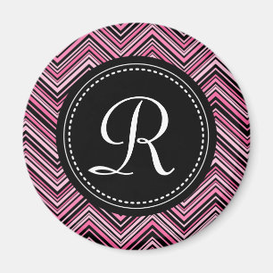 Aimant Motif Chevron Tribal Tribal Rose Monogramme