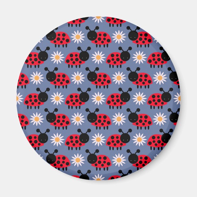 Aimant Motif coccinelles et pâquerettes (Devant)