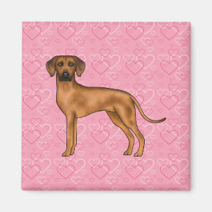 Aimant Motif Cœur Amour Chien Rhodesian Ridgeback Rose