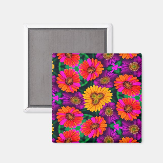 Aimant Motif coloré Daisy Bouquet (Recto/Verso)