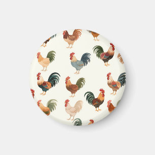 Aimant Motif Coq Vintage Style Ferme Ancienne