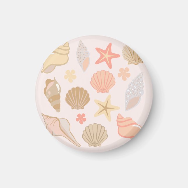 Aimant Motif Coquilles de Mer Roses (Devant)