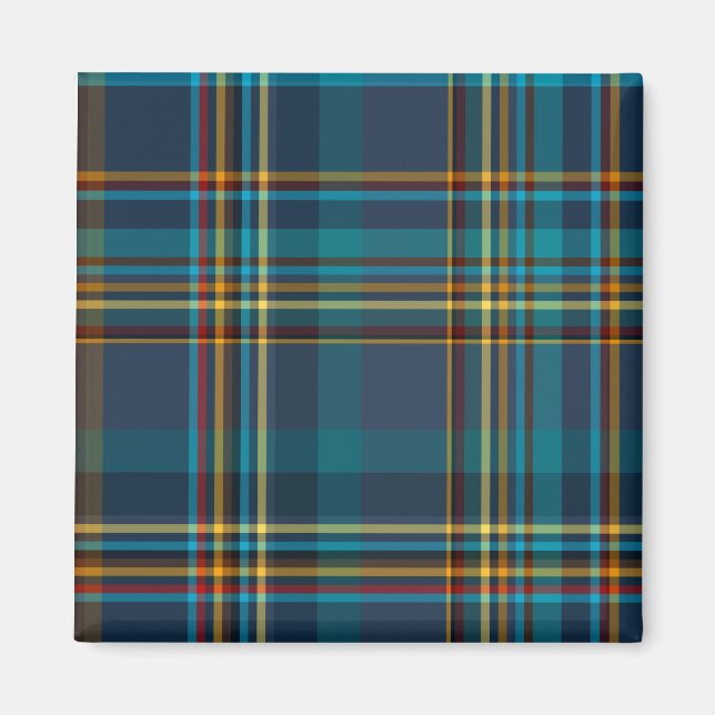 Aimant Motif couleur bleu plaid (Devant)