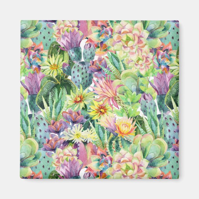 Aimant Motif d'aquarelle en fleurs exotiques (Devant)