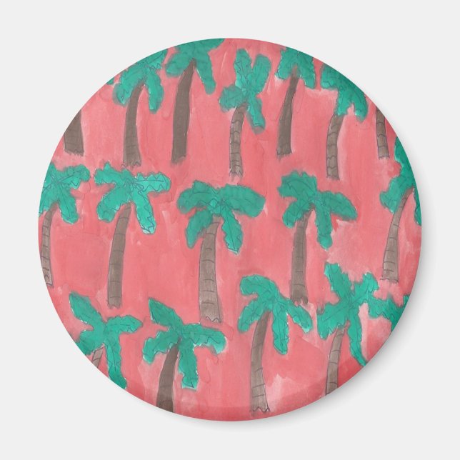 Aimant Motif d'aquarelle Palm Tree (Devant)