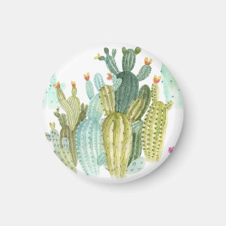Aimant Motif d'aquarelle vintage Cactus Blooming