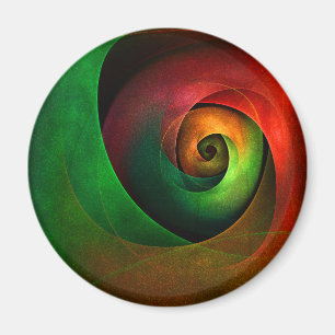 Aimant Motif d'art abstrait moderne floral rouge vert #21