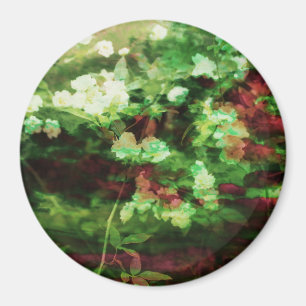 Aimant motif d'art cool de fleurs vert rouge. Nature