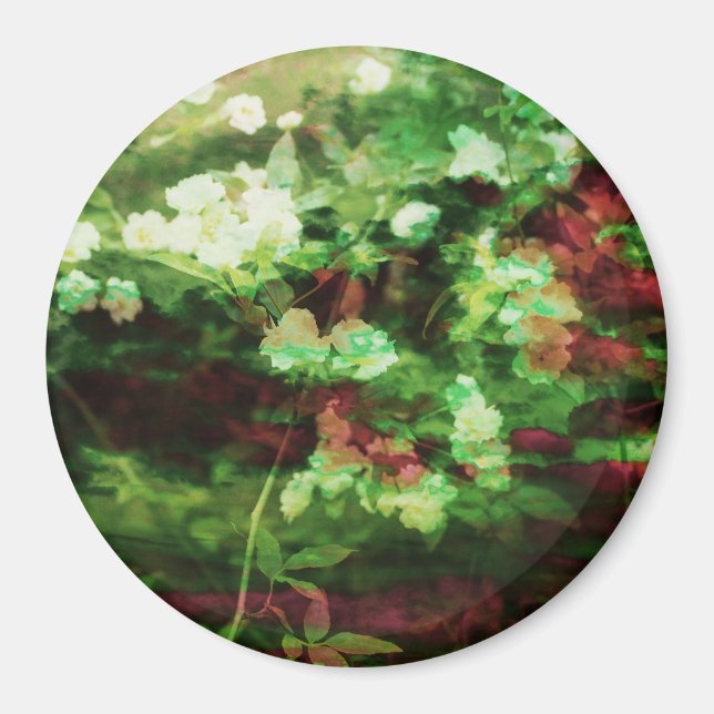 Aimant motif d'art cool de fleurs vert rouge. Nature (Devant)