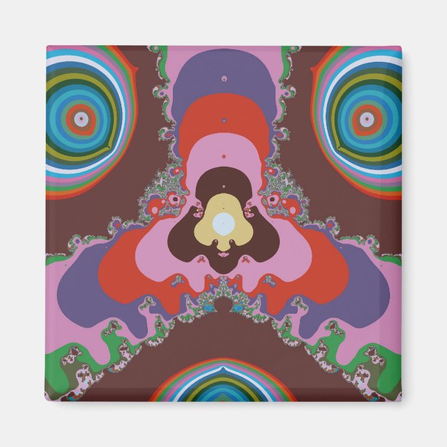 Aimant Motif d'art rétro psychédélique des années 70 (Devant)
