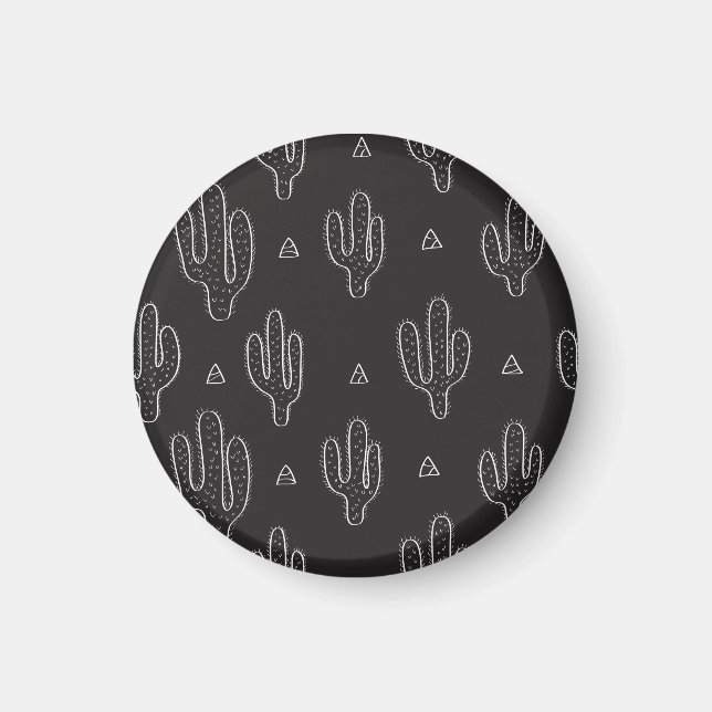 Aimant Motif de cactus noir à main (Devant)