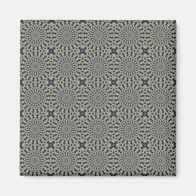Aimant Motif de carrelage Cercles Camel sarcelle et gris (Devant)