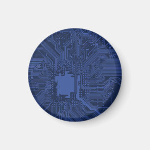 Aimant Motif de carte mère Geek bleu