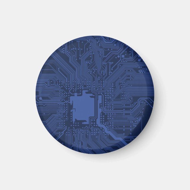 Aimant Motif de carte mère Geek bleu (Devant)