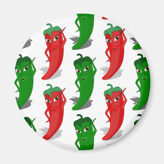 Aimant Motif De Cartoon Rouge Et Vert Pepper Divas (Devant)