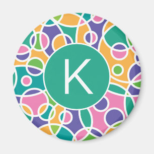Aimant Motif de cercles fous colorés lumineux Monogramme